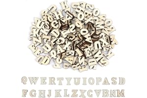 VODUNS Set 200PZ Lettere in Legno Piccole, Lettere in Legno Decorative Nome, Alfabeto Decorativo in Legno Verniciabile, Lettere Maiuscole in Legno Naturale A alla Z per Giochi Apprendimento Precoce Bambini