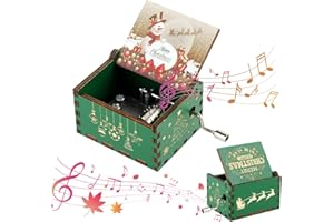 YUEXNKO Weihnachtliche Hölzerne Spieluhr - Handkurbel Gravierte Spieluhren für Kinder, Neujahr und Weihnachten (A)