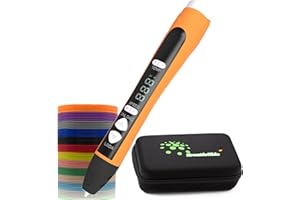 KreativKids - Penna 3D con 20 colori per stampa 3D, filamento in acido polilattico (PLA) di 100 m, penna per la stampa 3D con schermo LCD, filamento in PLA: 20 colori da 5 m