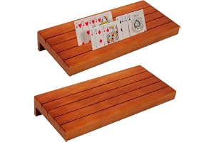 UOCAI 2 stycken korthållare barn, korthållare spelkort spelkorthållare av trä handsfree kortställ händer pokerhållare korthållare trä 33 cm för barn, seniorer, vuxna