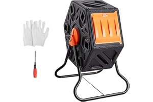 VEVOR Compostador Giratorio de Jardín 70 L Contenedor de Abono Giratorio de 360° Doble Cámara de PP Sin BPA Carga 20 kg para Compostaje de Residuos Orgánicos Cocina Jardinero Terraza Patio Exterior