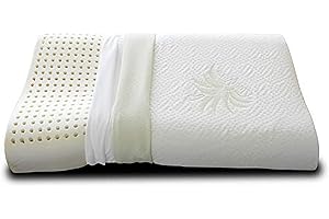 EVERGREENWEB MATERASSI & BEDS Evergreenweb Ergonomisch Nackenstützkissen 40x80 h9 cm aus Latex mit Kern aus 100% orthopädisches Latex und Kissenbezug Aloe Vera kopfkissen, Kissen, nackenkissen