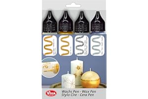 Set di penne con cera 4 pz (Silver & gold shine & glitter) - Pennarello 4 x 28 ml Pennarello con cera per decorare candele personalizzate - Cera per decorazione - Cera liquida per candele - Viva Decor