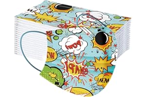 DEAAMYGLINE 50 Stück Mundschutz Kinder Bunt Einweg mit Motiv 3-lagig Atmungsaktiv Mund und Nasenschutz Cartoon Muster Einmal Mund-Tuch Bandana Halstuch Schals für Mädchen Jungen