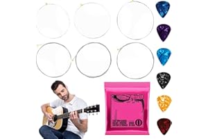 DEILONIE Electric Guitar Strings for Super Slinky 9-42,6 Pcs Guitar Accessories,Guitar Strings Electric,Super Slinky Guitar Strings,with 6 Pcs Guitar Pick Plectrums（Pick Plectrums Random Color）
