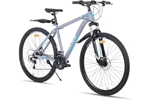 ‎HH HILAND Hiland 26/27,5/29 Zoll Mountainbike Mountain Bike Shimano 21 Gang Fahrrad mit Rahmenpaket Schutzblech Federgabel Scheibenbremsen MTB für Herren Damen Jungen Mädchen Schwarz/Grün/Grau