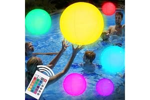 YOUYIKE Pelotas de Playa Inflables, Bolas de Playa, Pelotas de Playa LED de 40 CM, con Control Remoto por Infrarrojos, para Piscina Vacación Verano Juegos de Agua Actividad