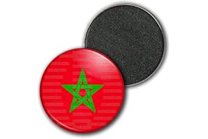 Badgmania Magnet Aimant Frigo 3.8cm Drapeau Maroc Marocain Chérifien Alaouite Pentagramme Croix Verte
