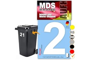 ‎MDS BRAND MDS Brand Design 15cm Zahlen Aufkleber Selbstklebende Klebezahlen für Briefkasten, Mülltonne & Hausnummeren Aufkleber für Außen & Innen, D-15 (2, Weiß)