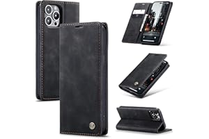 owlhold Coque iPhone 14 Pro, Housse Antichoc en Cuir PU Premium Fentes Cartes Etui Pochette de Portefeuille avec Fonction Support Case à Rabat pour iPhone 14 Pro - Noir