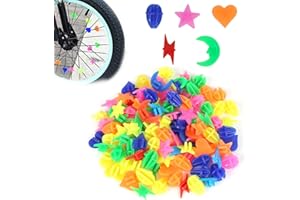 DORART HOME Clips de radios para niños, 108 unidades, clicker para radios de bicicleta, cuentas coloridas, accesorios luminosos, accesorios para bicicleta, reflectores de radios para Spokes, llantas, bicicleta
