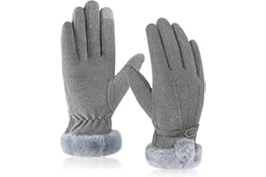 GLGHMH Women Winter Warm Gloves, Suede Leather Thick Fleece Lined Gloves, Thermal Touchscreen Gloves Ladies Winter Gifts for Dressing Cycling Skiing Running Outdoor Sports