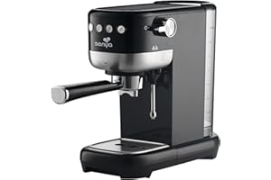 Senya cafetera Tasty Coffee Noir 20 bares, cafetera espresso y capuchino 1300W, Thermoblock, espumador de leche, apagado automático, SYBF-CM006