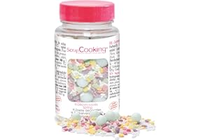 SCRAP COOKING - Pot de Décors Sucrés Spring 80g - Couleurs Pastel - Décorations Printanières en Sucre pour Pâtisserie, Desserts, Gâteaux, Biscuits, Cupcakes, Anniversaires, Pâques - 7447