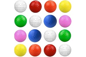 Kiuiom Balles de Golf en Mousse Souple,Balle de Golf PU pour Entraînement Intérieur et Extérieur,Portable et Pratique,Sensation Réaliste,Blanc Rouge Orange Jaune Vert Bleu Rose,16 pièces