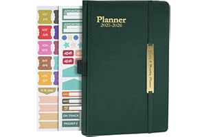 AUAUY 2025 2026 Tygodniowy planer A5 20,5 x 14 cm, 18-miesięczny dziennik szkolny od stycznia 2025 do czerwca 2026, twarda okładka skórzana, 2025-2026 dziennik dla nauczyciela, biuro - zielony