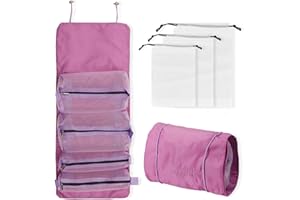 Zoomers Beauty Case da Viaggio. Beauty Case Donna Pieghevole di 4 Porta Trucchi Staccabili.Travel Kit Beauty da Viaggio.Beauty Viaggio Donna Organizer con 3 Sacchetti da Viaggio Organizer. Viola