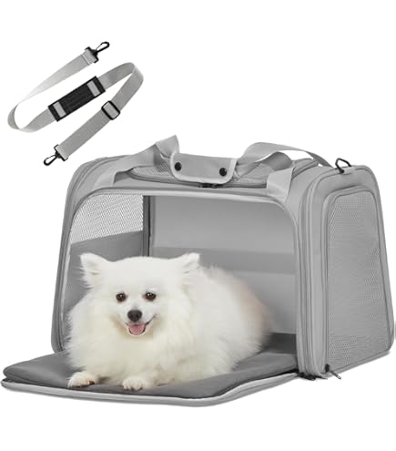 HIKEMAN Opvouwbare draagtas voor katten en honden, grote capaciteit, met opening aan de bovenkant, afneembaar fleecekussen, ademend net en schouderriem (roze