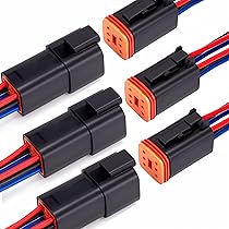 ZHOFONET 4-polige kabelstekkers, waterdichte kabelstekkers met 16AWG 20CM voor auto, vrachtwagen, boot en andere kabelverbindingen. (5-pack