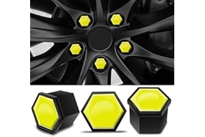 SkinoEu 20 Pezzi Tappi per Dadi Ruota 17mm Copri Dadi per Bulloni della Ruota Esagonali per Pneumatici con Set di Strumenti di Rimozione per Auto Giallo NC 4