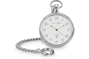 Hermann Jäckle Konstanz II Quarz Taschenuhr 47 mm mit Mineralglas, Kette und Reiseetui – Elegante Herrenuhr, präzises Quarzwerk, edles Design, ideal für Sammler und Liebhaber