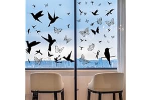 FL HUA 6 arkuszy naklejek okiennych, ptaki, naklejki na szyby i obrazy na okno, motyle, samoprzylepna, naklejka z ptakami na szyby, duże (30 x 30 cm)