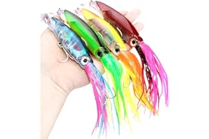 OriGlam 4pcs Simulation Squid Fishing Lures Bait Kit, Octopus Swimbait Squid Swimbait Hard Lures, Artificial Bait Squid Octopus Skirts Saltwater Fishing Lure