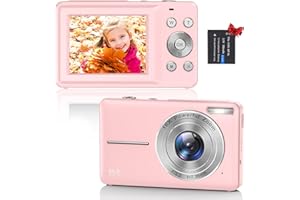 UMIPYIZA Cámara Digital Compacta, 44MP 1080P HD Cámara de Fotos 2,4 Pulgadas Recargable Cámara con Zoom 16X Camara Digitales Compacta para Principiantes, Niño, Adulto (Rosa)