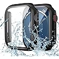 CLOUDVALLEY Bumper Hard Case with Tempered Glass Compatible with Apple Watch Series 9 (2023) Series 8 Series 7 45mm, Ultra-Thin Protective Cover for iWatch Screen Protector-Black