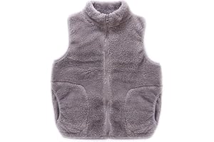 ANIMQUE Bambino Bambini Gilet in Pile Corallo Collo in Piedi Genitore-Bambino Giacca con Cerniera Senza Maniche Capispalla Autunno Inverno Ragazzo Ragazza Caldo Cappotto