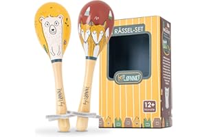 HEJ LØNNE Holz Rassel 2er Set - Maracas Kinder - Holz Musikinstrument zur Förderung von Motorik, Koordination und Sozialverhalten - Holzrassel Baby - Kinder Spielzeug