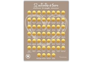 ANNONCEA Poster à gratter couple | Format A3 | Carte à gratter couple | 52 activités à faire avec amour | idee cadeau couple amoureux noël