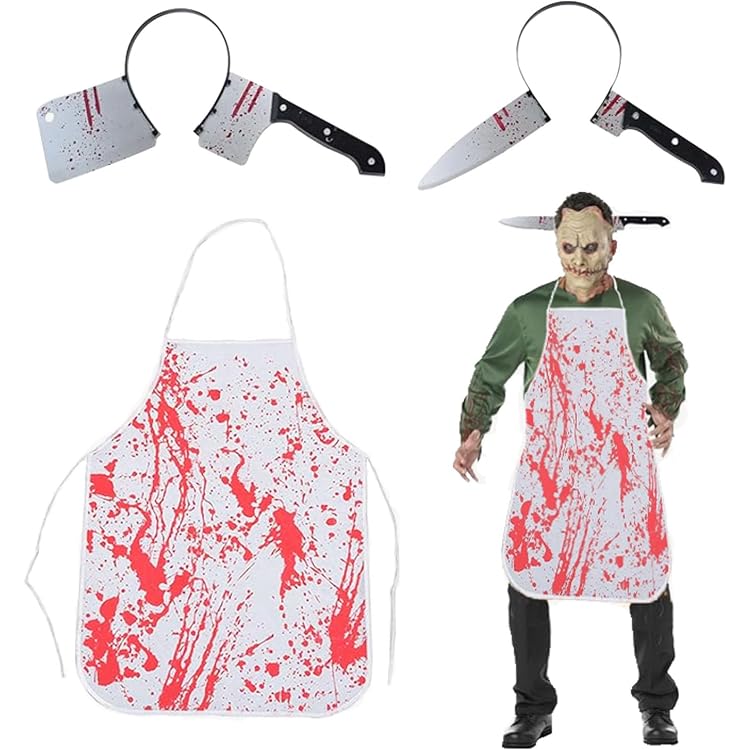Halloween Blutiges Kostüm-Set – 1 Paar Handschuhe + Kniestrümpfe Mit Blutflecken Für Grusel-Party & Cosplay