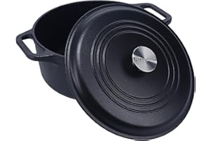 Victoria Cocotte Fonte Assaisonnée 27cm/ 5,7L, Dutch Oven, Cast Iron Four Hollandais Sasoned sans Toxicité sans PTFE, Convient pour Barbecue, Four, Induction, Gaz