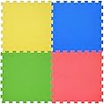 ECVV Extra Large Interlocking Foam Play Mat - 60 x 60cm Large Thick Multi Colour Soft EVA Baby Floor Tiles 4 Piece