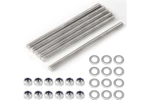 MIGUBIGU 6 Pezzi Asta Filettata M6 x 100 mm, Barra Filettata in Acciaio Inox con 12 Dadi e Rondelle, DIN 975, Completamente Filettate Per l'Assemblaggio di Mobili e Produzione Industriale