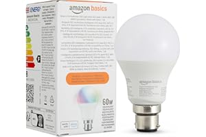 Amazon Basics Smart Multicolor LED Light Bulb, B22 Base, 8W (60W Equivalent), Works with Alexa Only, 1 Pack