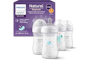 Philips AVENT Natural Response Geschenkset für Babys: 4 Natural Response Babyfläschchen (260 ml) mit T3 Saugern (ab 1 Monat), SCY903/61