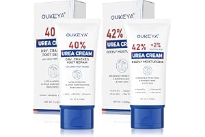 OUKEYA 40% Urea Fotkräm & 42% Urea + 2% SA Kräm Set, Intensiv Vård för Torra, Spruckna Hälar, Fötter & Händer, Exfolierande & Djup återfuktande behandling, 2x85g