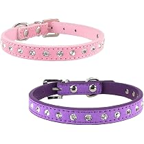 Chede Hundehalsband Mit Glöckchen & Strass – 2er Set, Verstellbar 29-36 Cm, Mikrofaser-Leder, Für Kleine Hunde