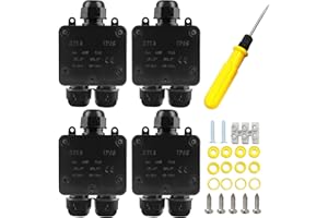 DELAMIYA Puszka rozgałęźna, wodoszczelna, 4 sztuki, 3-drożna puszka rozdzielcza do użytku na zewnątrz, IP68, wodoszczelna, elektryczna puszka rozdzielcza na kable o średnicy 5-15 mm (4P) (4)