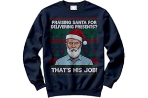 HotScamp Football Christmas Jumper Day for Men – Praising Santa, Thats his Job Slogan Sweatshirt - Xmas Sweater Funny 90s Footballer Keane Retro Sweater Christmas Jumper Days