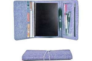 RZMAYIS Custodia a libro per notebook Fusion, tessuto in tessuto, multi organizer per uomini e donne con passante per penna, tasca per telefono, porta biglietti da visita, adatta per notebook formato A5