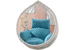 Yadlan Coussin Fauteuil Suspendu Exterieur Jardin, Lavable Coussin de Chaise Suspendue Oeuf, éPais Impermeable Coussin pour Hamac Suspendu avec Dossier Appuie-TêTe Accoudoirs Blue