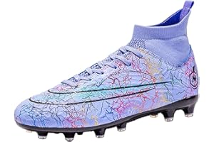 WOWEI Crampons de Foot Homme Professionnel Chaussures de Football Homme Garçon High Top Spike Crampons Antidérapant Athlétisme Entrainement Chaussures de Sport Adolescents