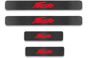 SYMILOV 4Pcs Car Adesivi Soglia Fibra Carbonio, per FO-rd Fiesta Battitacco Pedal Stickers AntiGraffio Pellicola Protettiva, Auto Styling Accessori,Red
