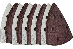 Q TOOLS Papel de lija triangular | Triángulos de lija 93 x 93 x 93 | 100 unidades | 20 x grano 240,400,600,800,1.00 | Papel de lija con velcro | Lija Delta Papel de lija para lijadora triangular