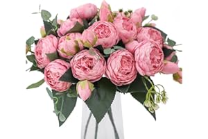 VERYHOME 4 ramos de flores artificiales de seda de peonía