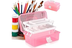 ANJING Craft Storage Box, 3 Layer Multipurpose Storage Box, cantilever tool box, Art Craft Organizer for Art Materials, Medicine, Tools, Toy, Cosmetic