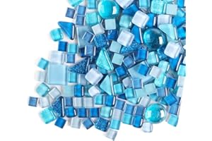 ANKTILY 200g Carreaux de Mosaïque en Cristal Tesselles en Verre, Colorées Irrégulière Morceaux de Mosaïque en Verre pour Loisirs Créatifs, Décoration(Bleu Aquatique)
